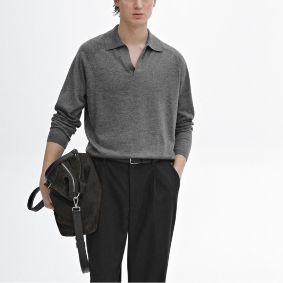 Massimo Dutti Man NWT polo wool cashmere blend sweater